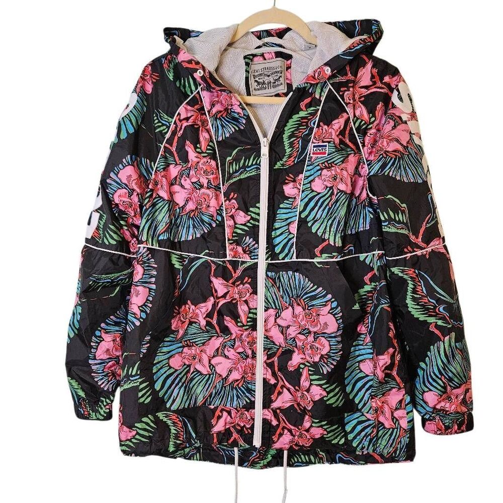 Levi's womens windbreaker,  tropical print. M.